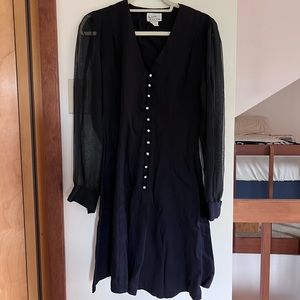 Vintage black dress with long sleeve sheer dress
